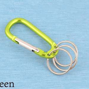 D-Shaped Aluminum Carabiner Keychain: Backpack Clip (61x31mm) Green