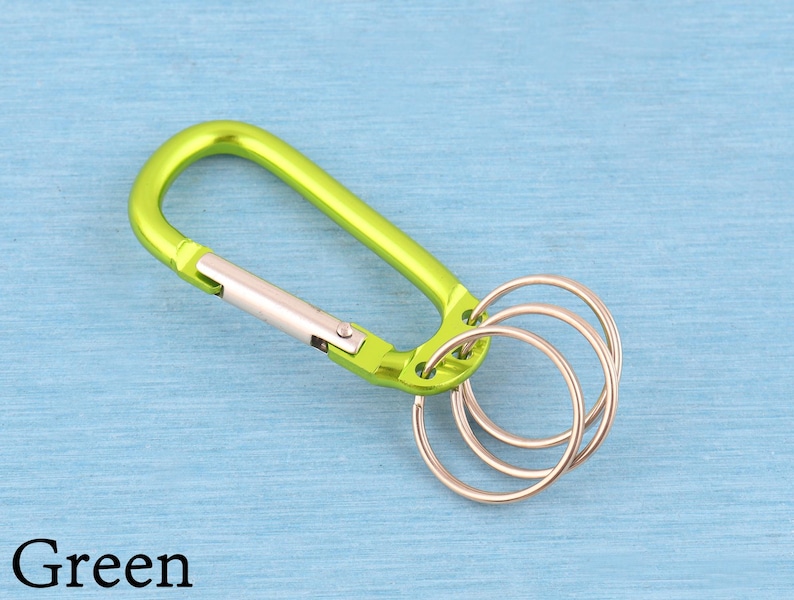 D-Shaped Aluminum Carabiner Keychain: Backpack Clip (61x31mm) Green