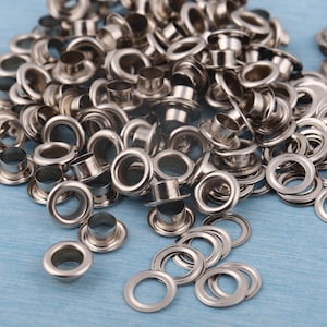 100 Silver Metal Eyelets with Washers: 6mm DIY Grommets