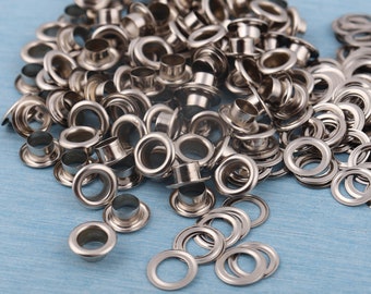 100pcs metalen oogje met wasmachine,6mm gat ronde oogjes grommets, zilveren oogjes voor diy kledingstuk zak naaien accessoires