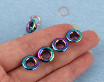 6mm Innenmetall Regenbogen Öse mit Washer,Öse Grommets,Leder Handwerk Reparatur Grommet Passform,Leder Handwerk Tasche Schuhe Gürtelkappe Bastelzubehör