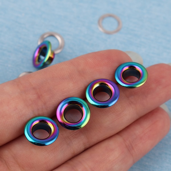 6mm inner metal rainbow eyelet with washer,eyelet grommets,leather craft repair grommet fit,leather craft bag shoes belt cap craft supplies