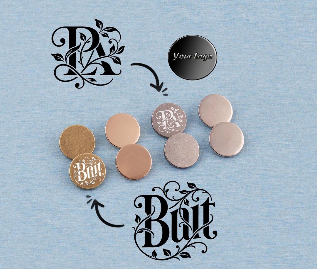 Personalized Laser Engraved Logo Button custom Brand Logo 20mm Round 