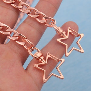 Rose Gold Bag Chain: Hearts, Stars, Moons Charms - Replacement Strap
