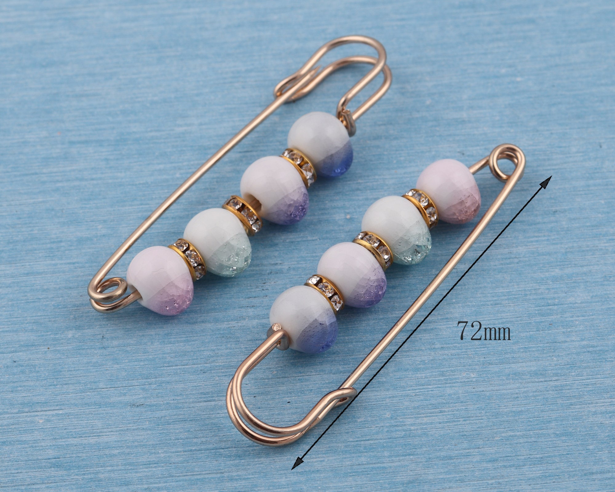 2-4-10pcs Beads Safety Pins1572mm Brooch Safety Pins With 