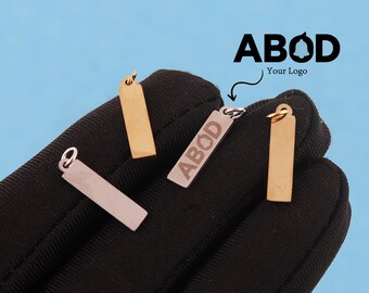 Custom Engraved Rectangular Tag : DIY Jewelry Brand Pendant Supply