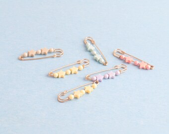 Beaded Safety Pins: Star Shaped Beads Brooch Pins,Jewelry Making - 55mm