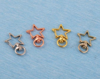 Star Swivel Snap Hooks: 9mm Lobster Claw Clasp, Key Chain - 10pcs