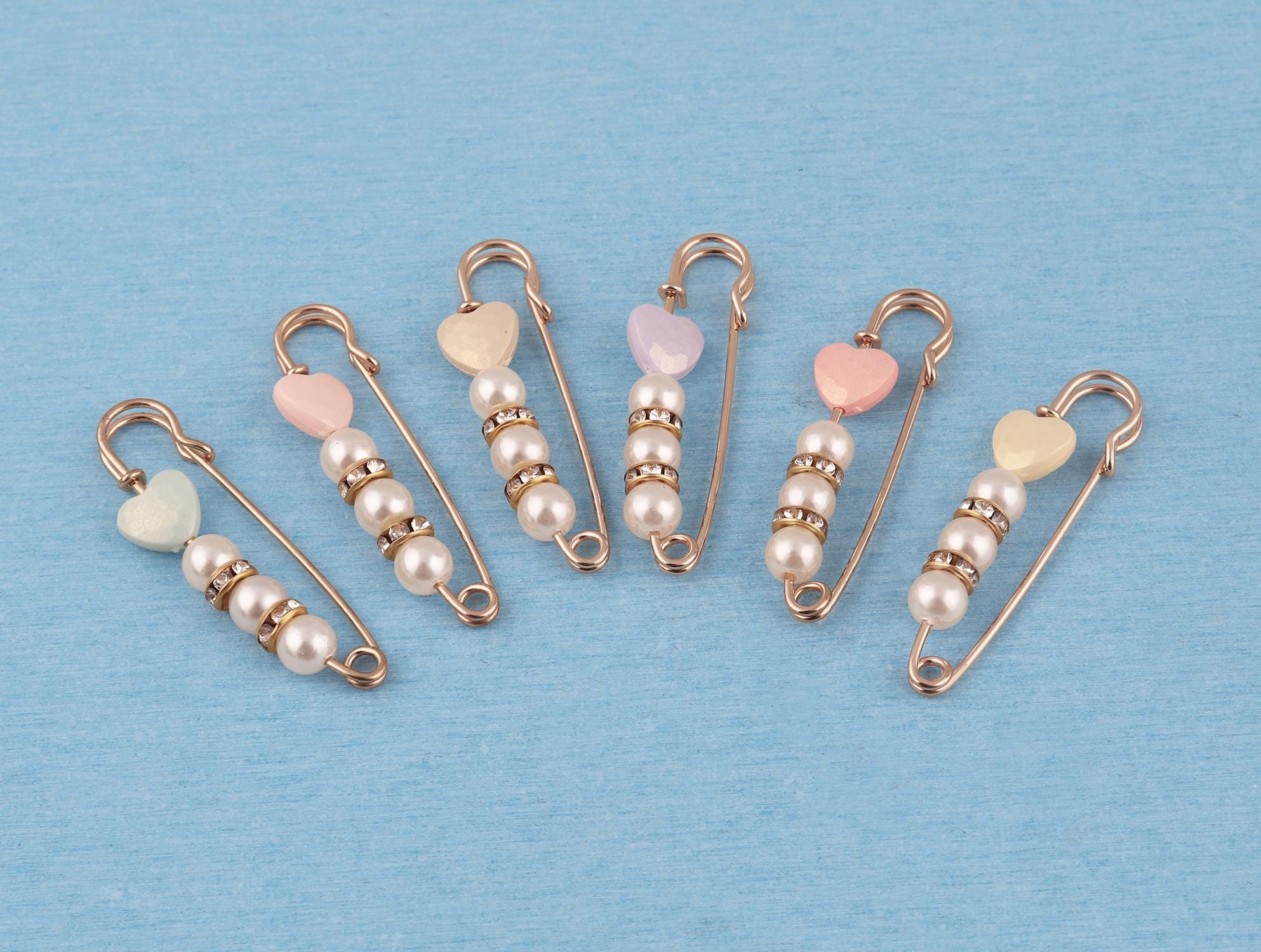 Beaded Safety Pins: Shawl Scarf Brooch Pins,Jewelry Making - 55.5mm