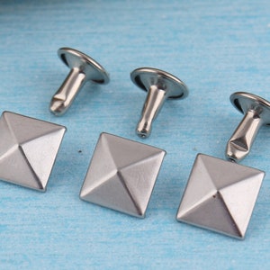 Pyramid Rivet Snap 10mm Silver Pyramid Rapid Rivets,pyramid Square Rivet Studs,glam Punk ...