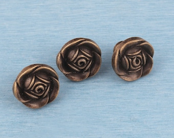 Puxador floral antigo em latão para armário - Puxador vintage para gaveta de cômoda (31 mm)