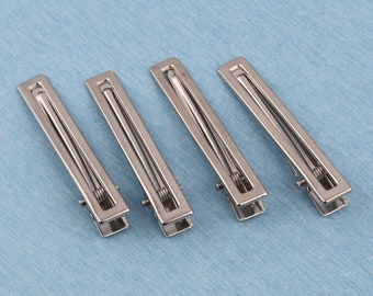 Pinzas para el pelo de metal plateado con forma de cocodrilo (4-10 piezas, 60 x 10 mm)