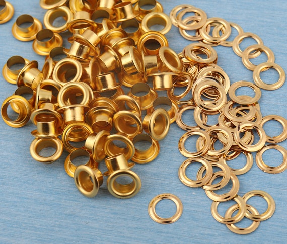 Occhiello in metallo da 100 pezzi con rondella, occhielli rotondi da 6 mm,  occhielli d'oro per accessori da cucito per borse per indumenti fai-da-te -   Italia