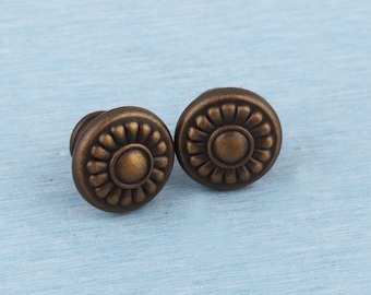 Puxador floral antigo em latão para armário - Puxador vintage para gaveta de cômoda (29*23 mm)