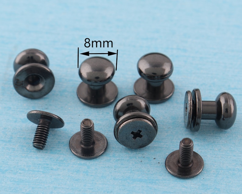 30sets Screw Rivets 8mm Black/gold/silver Metal Button Etsy