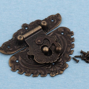 86*75mm Antique Brass Wooden Box Lock Latch Jewelry Box Catches and Latch Gift Box Latches Ancient Chest Wooden Box Hasp Hardware Supplies
