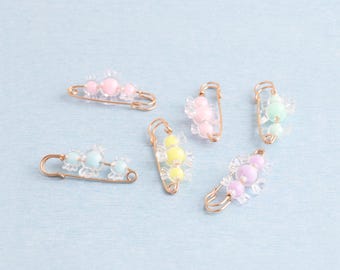 Beaded Safety Pins: Candy Shaped Brooch Pins,Jewelry Making - 50mm