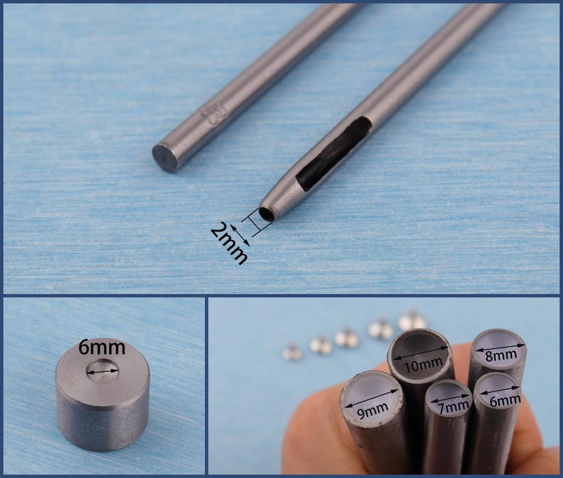 Double Cap Rivets, Brass Two Pieces 3 Set Setting Tool Kit Rapid Stud