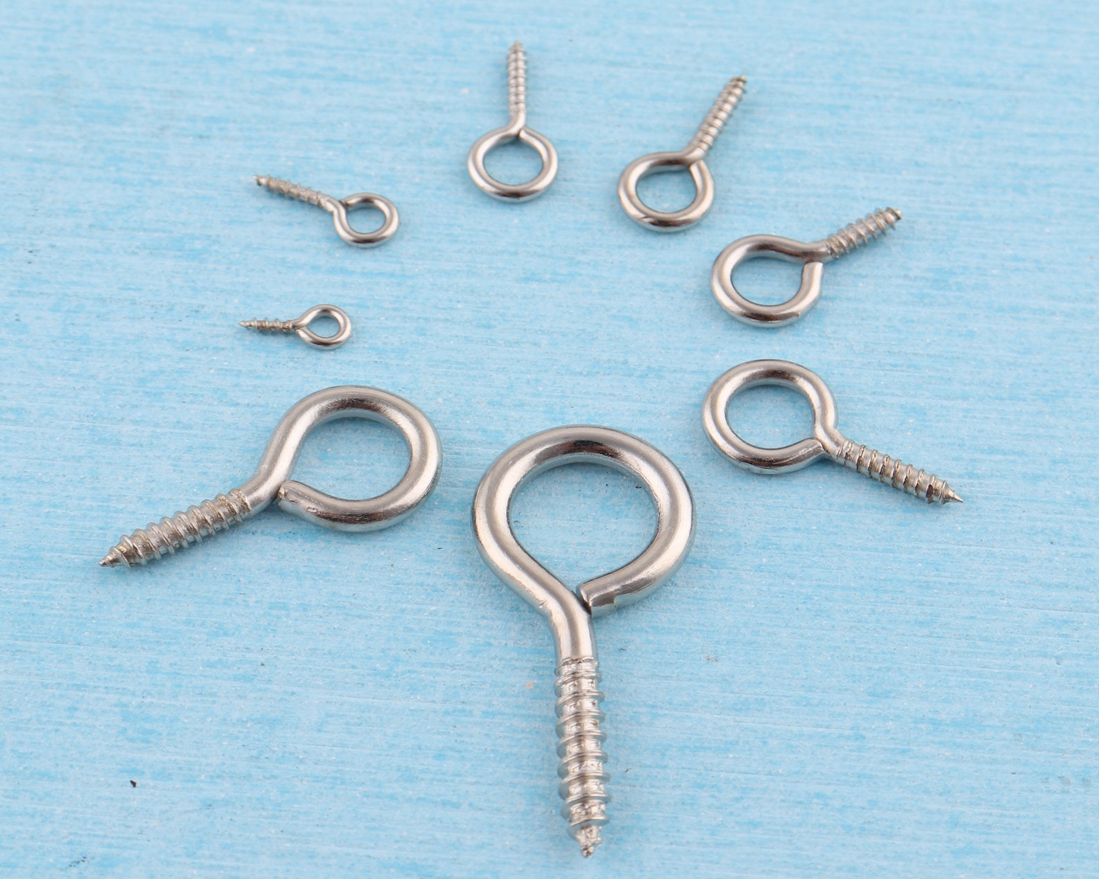 Silver Eye Hook Screwsmuliti Size Stainless Iron Loop Screws Etsy