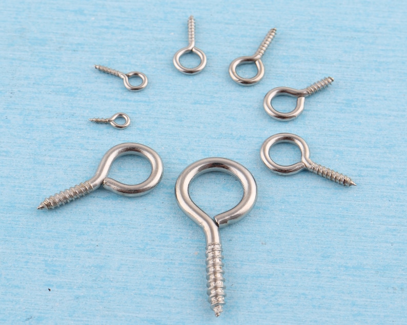 Silver Eye Hook Screwsmuliti Size Stainless Iron Loop Screws Etsy
