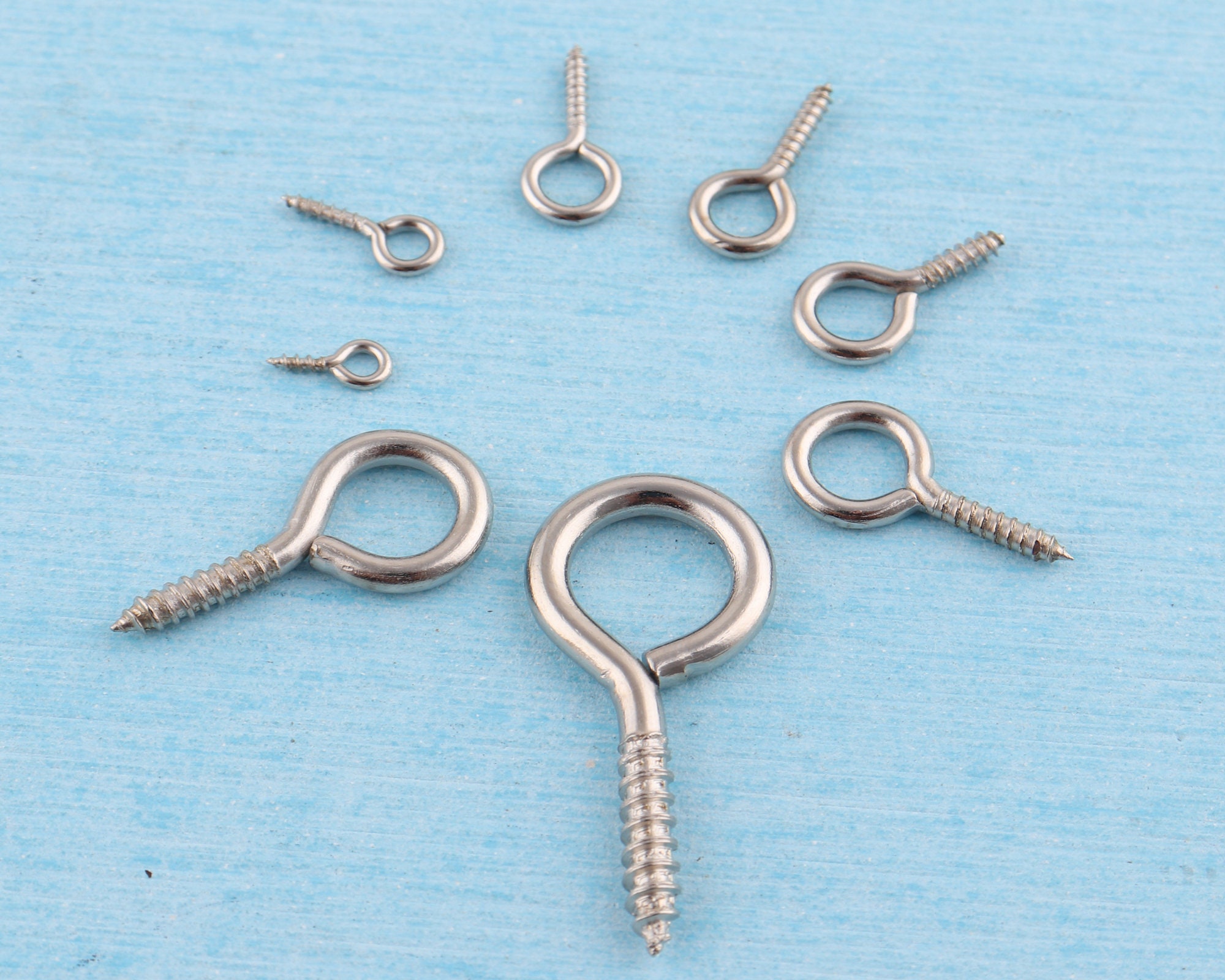 Screw Eye Hook / Screw Eye Bail / Screw Eye Pin / Screw Hook Bails (5mm x  10mm / 50pcs / Silver) Jewelry Findings Charm Making F096