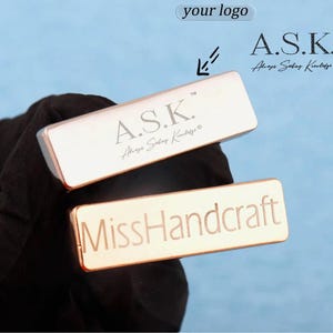 Custom Metal Purse Label: Rectangle Tag with Feet, Personalized Logo,31*9mm