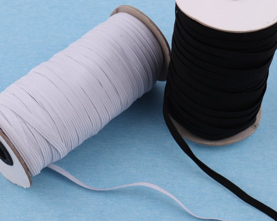 6mm Flat Elastic Tape: 1/4" White Stretch Cord - Sewing & Craft