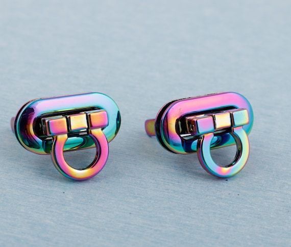 Oval Flip Lock Iridescent Rainbow Oval Flip Lock Iridescent Rainbow