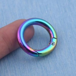 Rainbow Metal Spring O Rings: 19mm Snap Hook Carabiner