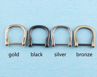 Metal horseshoe U shape d ring,antique brass screw in shackle d ring,metal screw d buckle strap loop for leather craft purse bag keychain