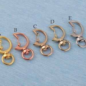 Rose Gold Moon Swivel Snap Clasp: 9mm Lobster Hook Key Chain