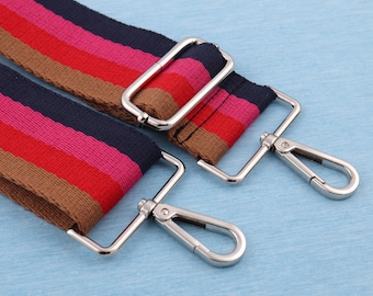 Striped Nylon Bag Strap: Adjustable Crossbody Purse Strap Replacement (50mm)
