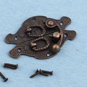 60*40mm Antique Brass Wooden Box Lock Latch Jewelry Box Catches and Latch Gift Box Latches Ancient Chest Wooden Box Hasp Hardware Supplies