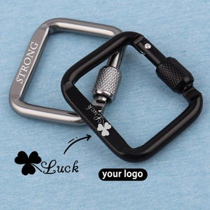 Customization Rectangle Alloy Carabiner Clip: Matte Black/Silver Keychain Snap Hook (50x45mm)