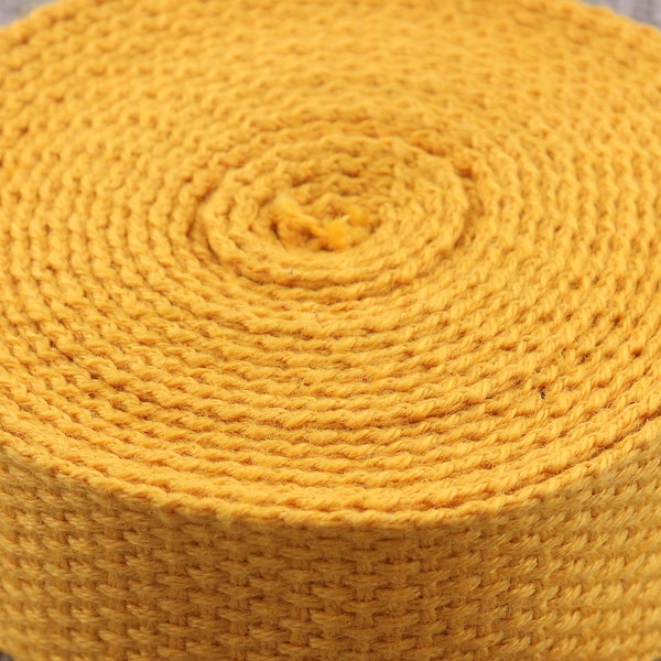 Yellow cotton webbing,1/1.25/1.5 Inch cotton canvas leash webbing pet collar webbing by yard for key fob purse straps belting