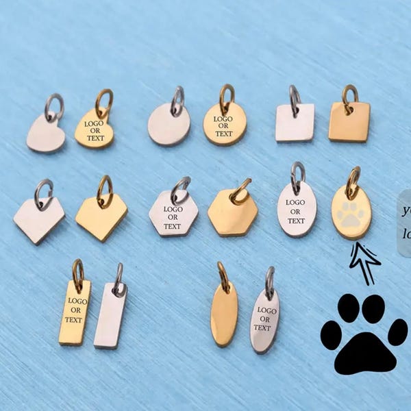Personalized Laser Engraved Logo Tags: Mini Metal Jewelry Charms