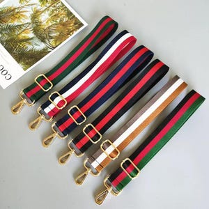 Striped Nylon Adjustable Bag Strap: 38mm Width Replacement Purse Strap