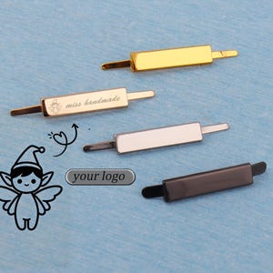 Custom Laser Engraved Metal Bag Tags: Rectangle Purse Labels, 24x6mm