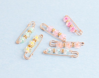 Beaded Safety Pins: Shawl Scarf Brooch Pins,Jewelry Making - 57mm