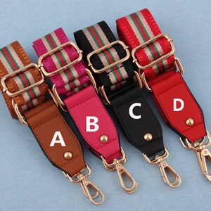 Stripe Cotton Adjuster Bag Strap: 38mm Crossbody Handbag Replacement