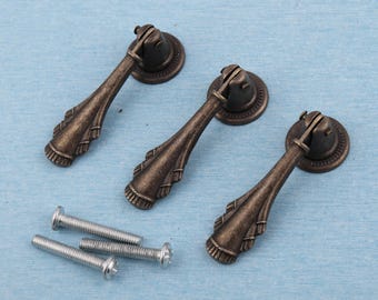 Antiker Messing Schubladenknauf: Viktorianischer Schmuckkasten Griff, 56 mm