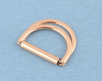 Light Gold Double D Ring Buckle: 35mm inner Metal Belt Slide