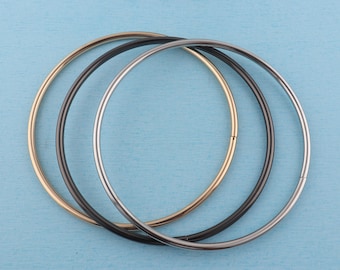 Pair 6" Metal Bag Handles: Round Purse Frame - Black/Gold/Silver