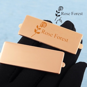 Custom Engraved Light Gold Logo Tag: Metal Rectangle Label, 52x20mm
