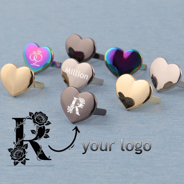 Custom Laser Engraved Heart Tag: Metal Purse Label, Multicolor Alloy (15mmx18mm)
