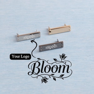 Personalisiertes Metall Logo Tag: Laser graviert Rectangle Purse Feet, 30 x 8 mm