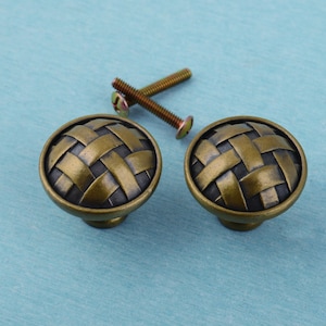 Antique Brass Woven Drawer Pull: 33*30mm Cabinet Knob