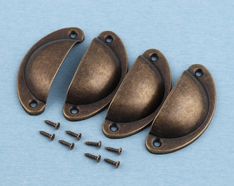 Antique Brass Iron Cup Drawer Pull: Cabinet Knob (81x33mm)