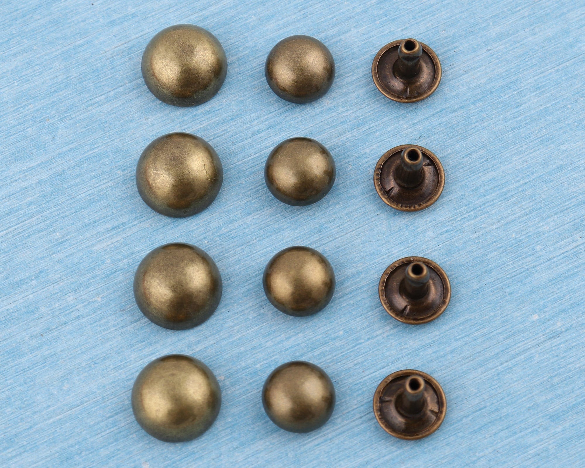 Rushmere Rivets 100 Antique Brass Mushroom Rivets: 12mm/10mm Double Cap Leather Rivets ...