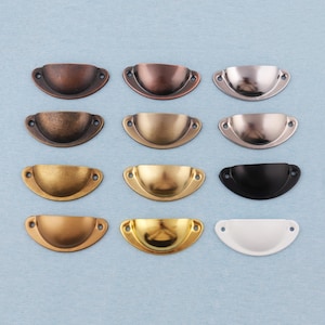 Antique Copper Iron Cup Drawer Pull - Multiple Color Options，Cabinet Knob (81x33mm)